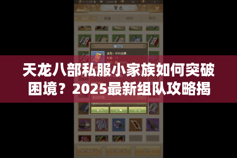 天龙八部私服小家族如何突破困境？2025最新组队攻略揭秘