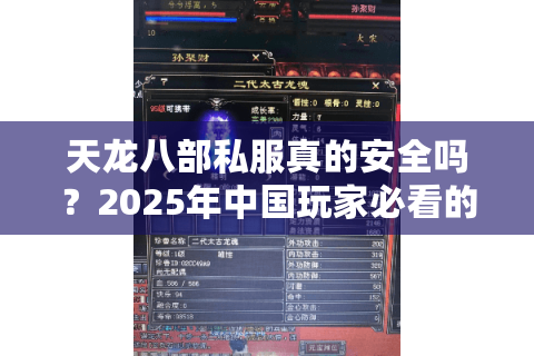 天龙八部私服真的安全吗？2025年中国玩家必看的娱乐避坑指南