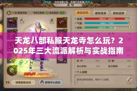 天龙八部私服天龙寺怎么玩？2025年三大流派解析与实战指南
