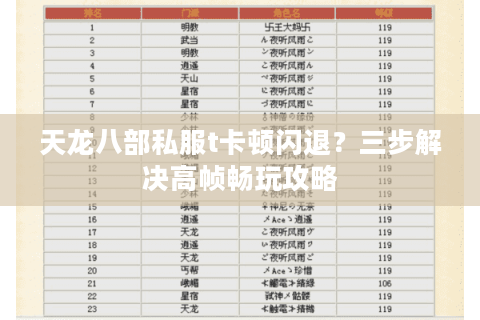 天龙八部私服t卡顿闪退？三步解决高帧畅玩攻略