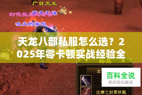 天龙八部私服怎么选？2025年零卡顿实战经验全公开