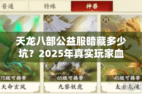 天龙八部公益服暗藏多少坑？2025年真实玩家血泪避雷清单