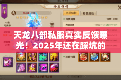 天龙八部私服真实反馈曝光！2025年还在踩坑的玩家图什么？