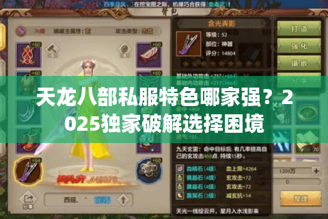 天龙八部私服特色哪家强？2025独家破解选择困境