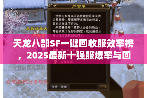 天龙八部SF一键回收服效率榜，2025最新十强服爆率与回收实测对比
