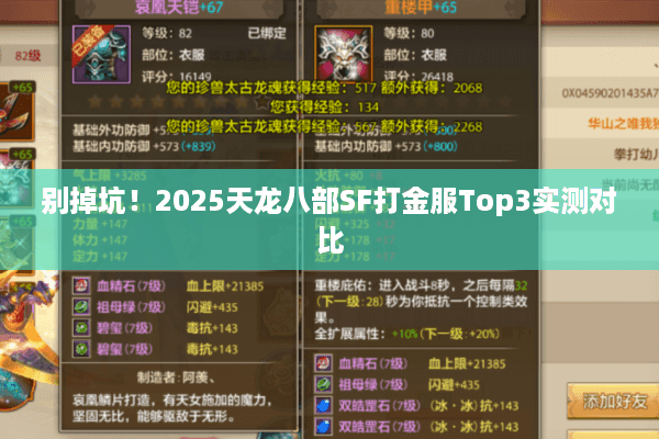 别掉坑！2025天龙八部SF打金服Top3实测对比