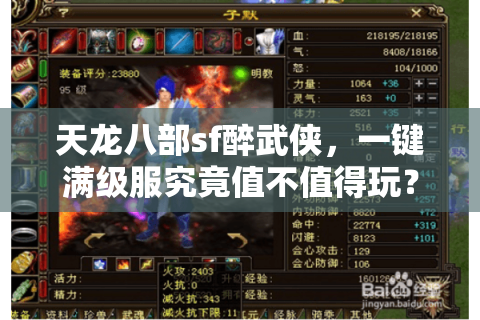 天龙八部sf醉武侠，一键满级服究竟值不值得玩？