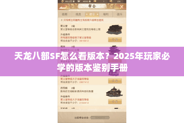 天龙八部SF怎么看版本？2025年玩家必学的版本鉴别手册
