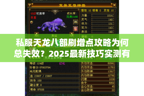 私服天龙八部刷增点攻略为何总失效？2025最新技巧实测有效