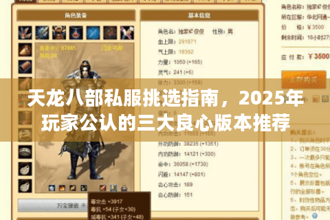天龙八部私服挑选指南，2025年玩家公认的三大良心版本推荐