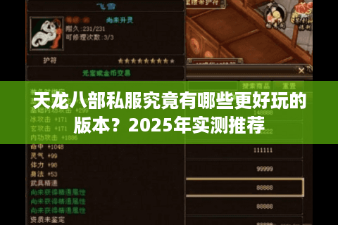 天龙八部私服究竟有哪些更好玩的版本？2025年实测推荐