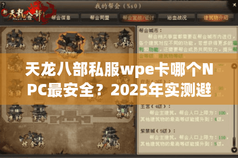 天龙八部私服wpe卡哪个NPC最安全？2025年实测避坑指南
