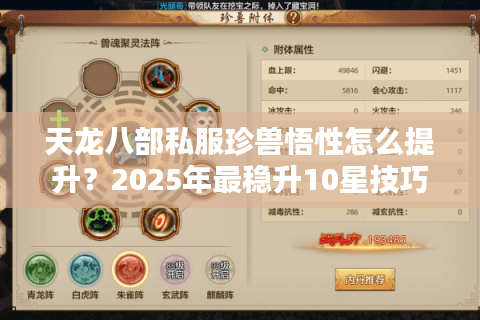 天龙八部私服珍兽悟性怎么提升？2025年最稳升10星技巧实测