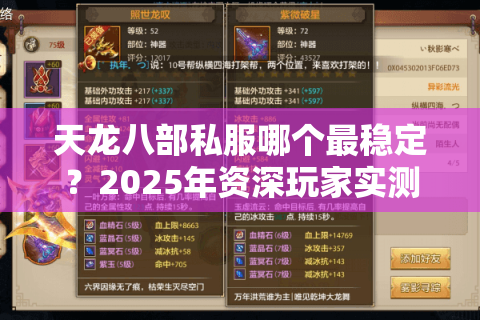 天龙八部私服哪个最稳定？2025年资深玩家实测推荐