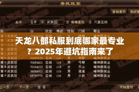 天龙八部私服到底哪家最专业？2025年避坑指南来了
