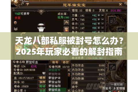 天龙八部私服被封号怎么办？2025年玩家必看的解封指南